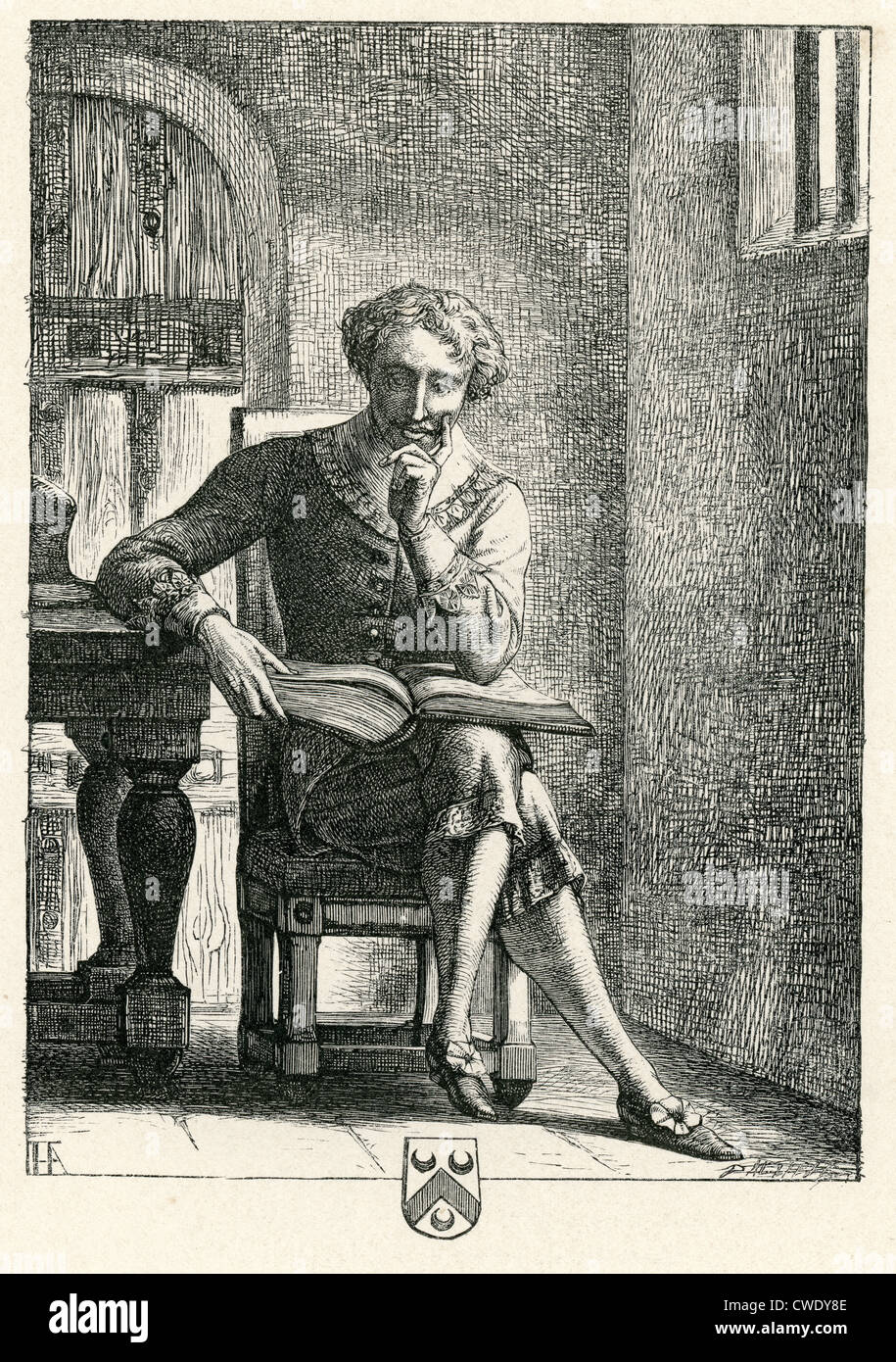 Im Gefängnis von H H Armstead. Ein politischer Gefangener, die Bibel in seiner Gefängniszelle zu lesen Stockfoto