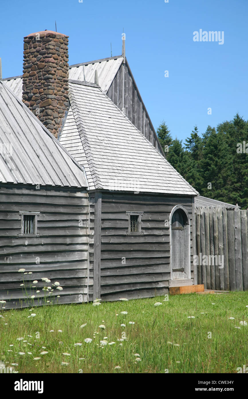 Eine Rekonstruktion der ursprünglichen Port Royal Habitation (1605) in Annapolis Valley of Nova Scotia. Stockfoto