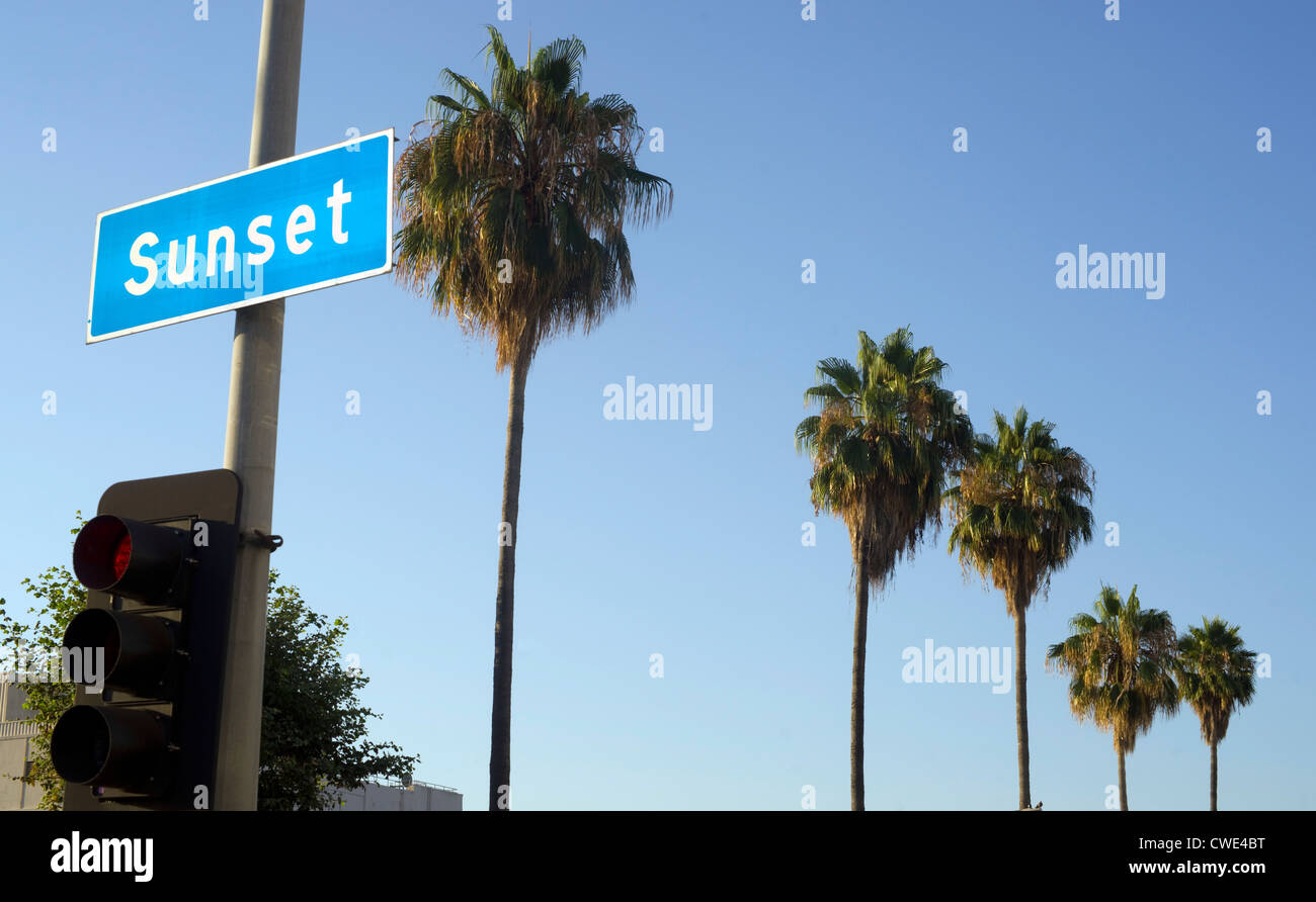 Den berühmten Sunset Boulevard in Los Angeles Stockfoto