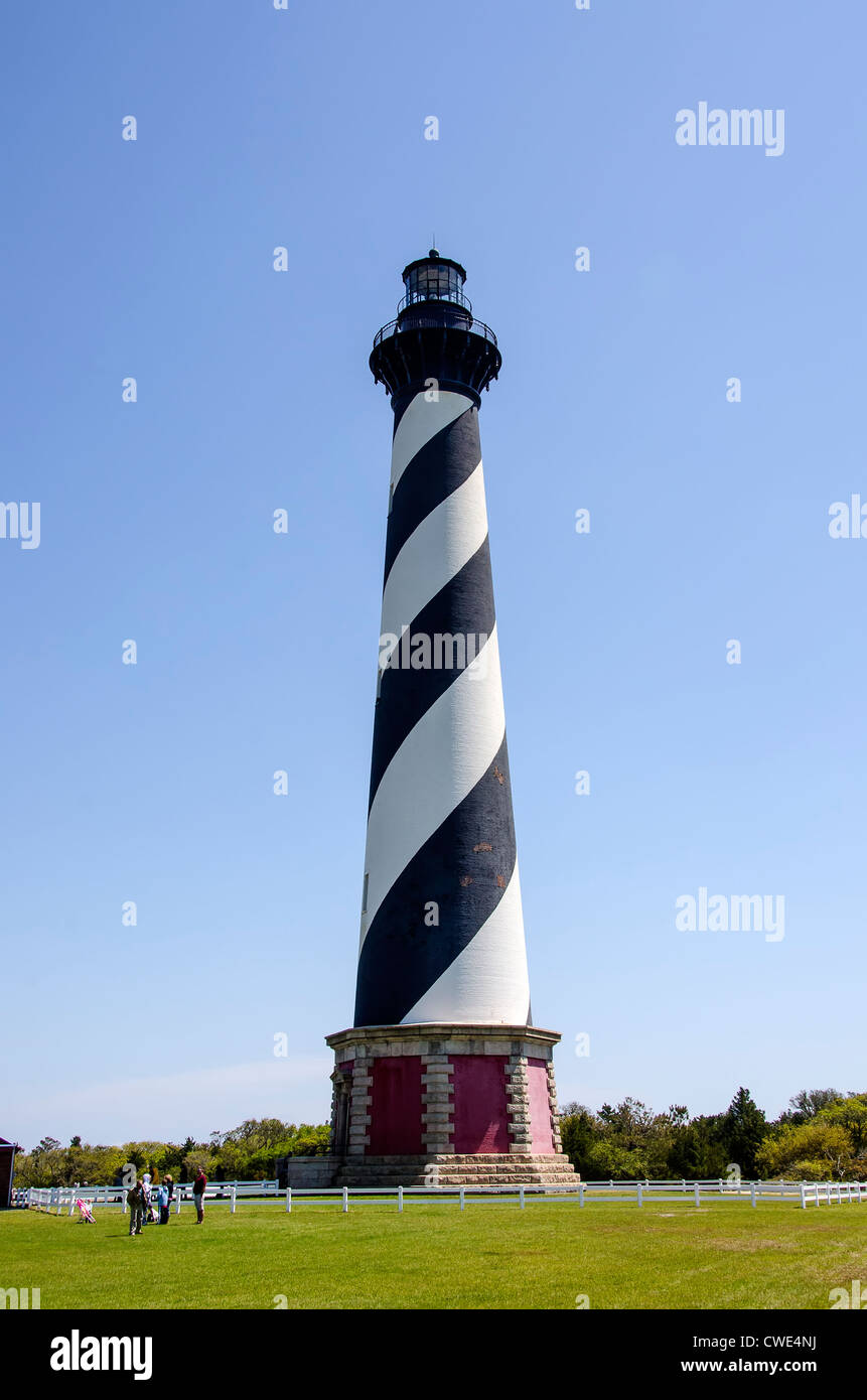 Cape Hatteras Licht Station Leuchtturm Touristen, Cape Hatteras National Seashore, Outer Banks, North Carolina Stockfoto