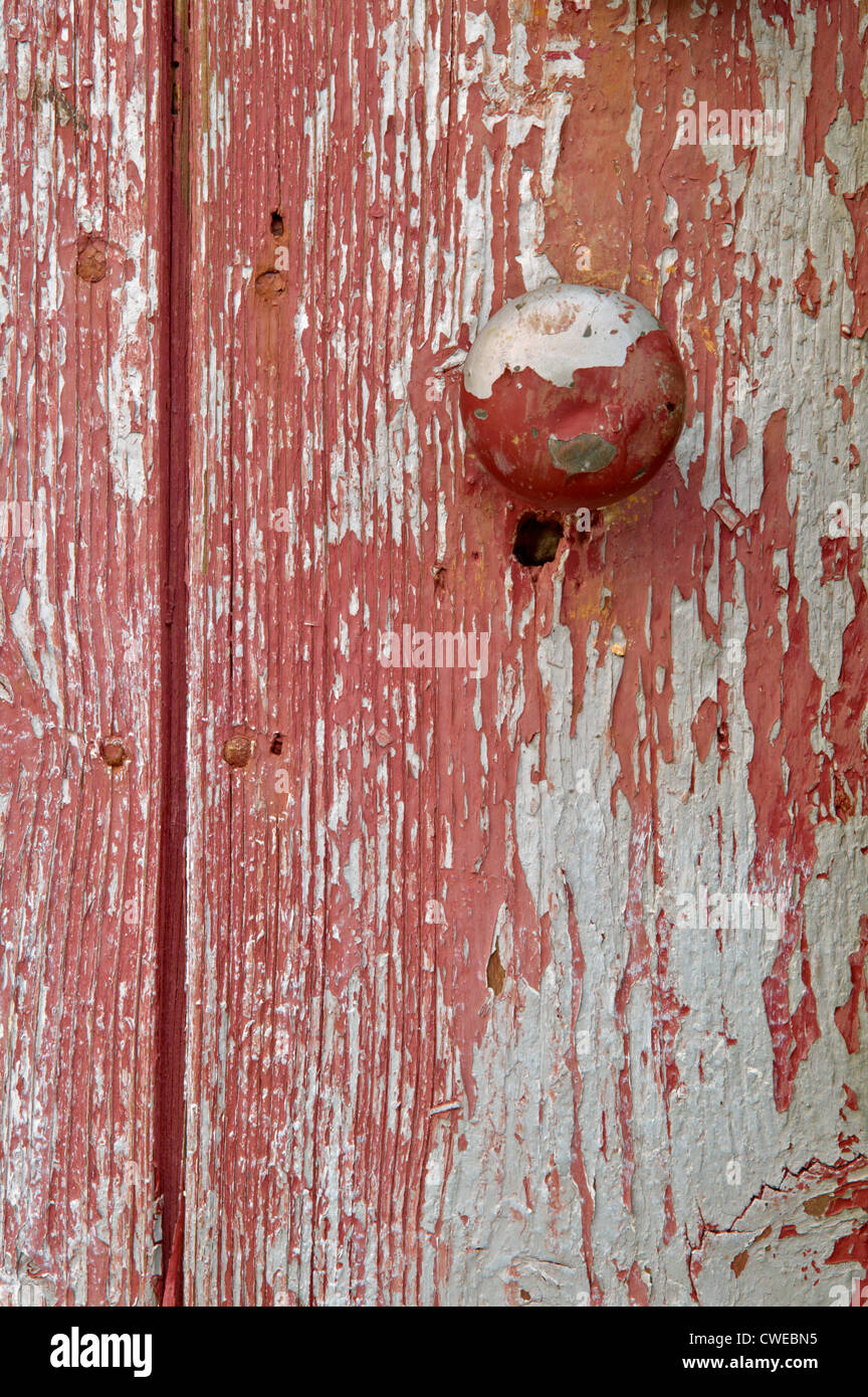 Hafen von alten Schuppen Tür am St. Abbs, Scottish Borders, Schottland, Großbritannien. Stockfoto
