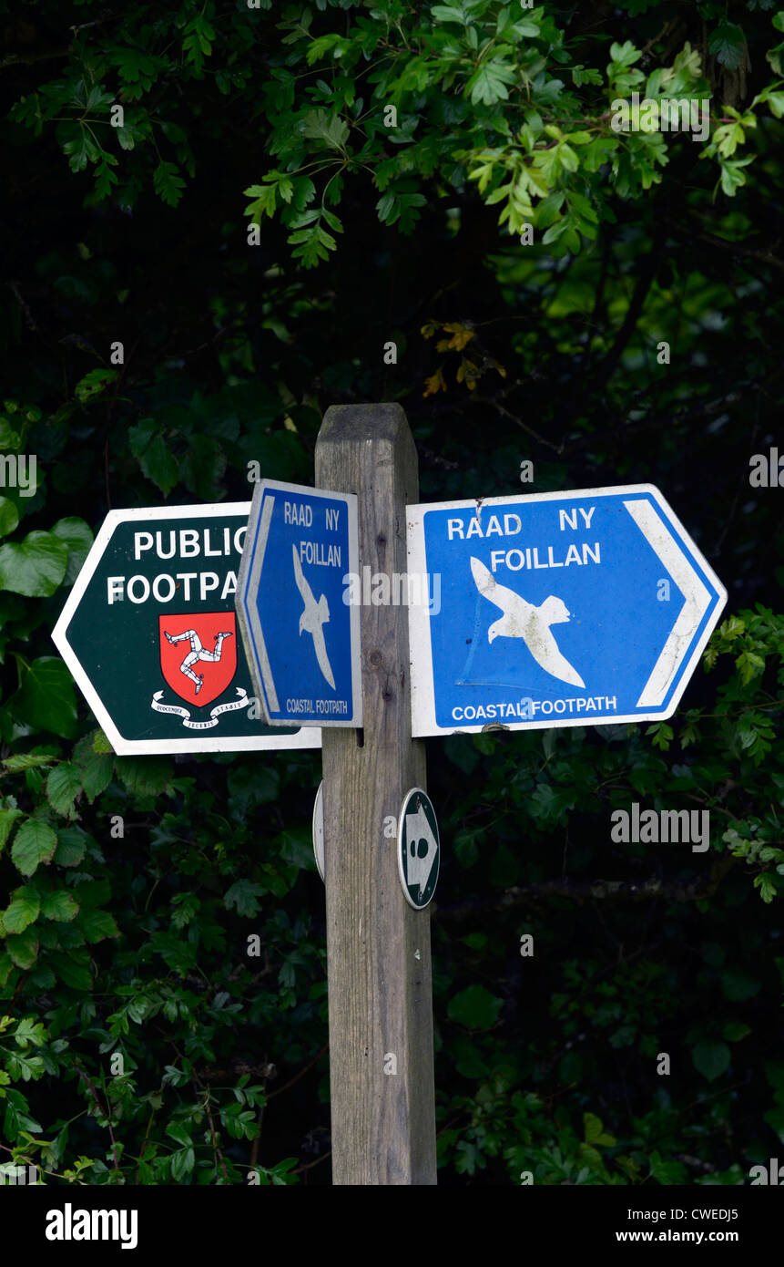 öffentlichen Fußweg Zeichen Kirk Michael Isle Of Man Stockfoto