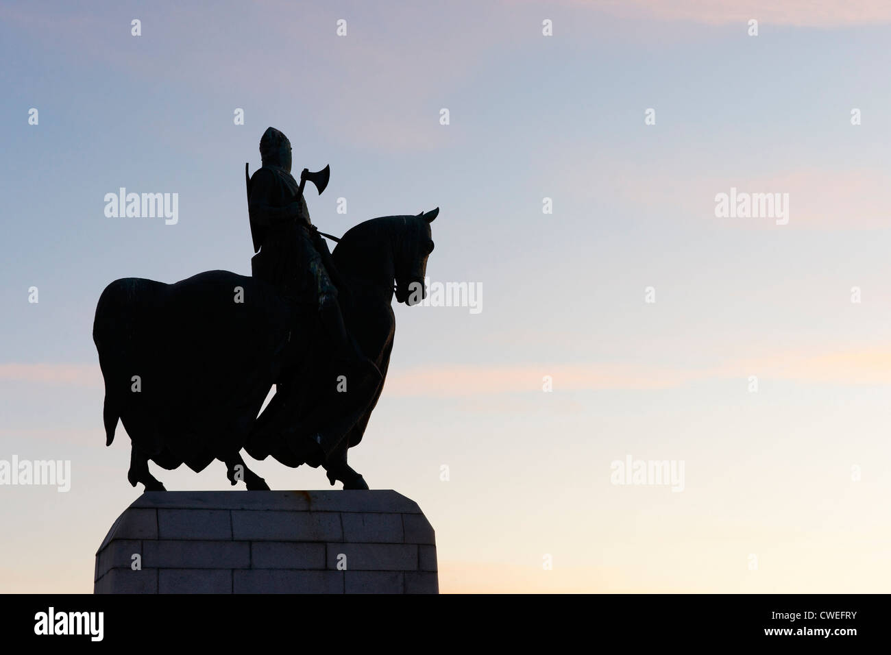 Statue von König Robert the Bruce bei Borestone, Bannockburn, Stirling, Schottland, UK. Stockfoto