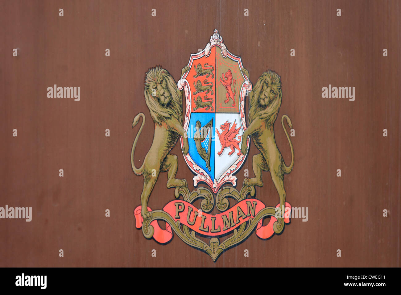 Pullman-Wappen auf Beförderung auf Colne Valley Railway Stockfoto