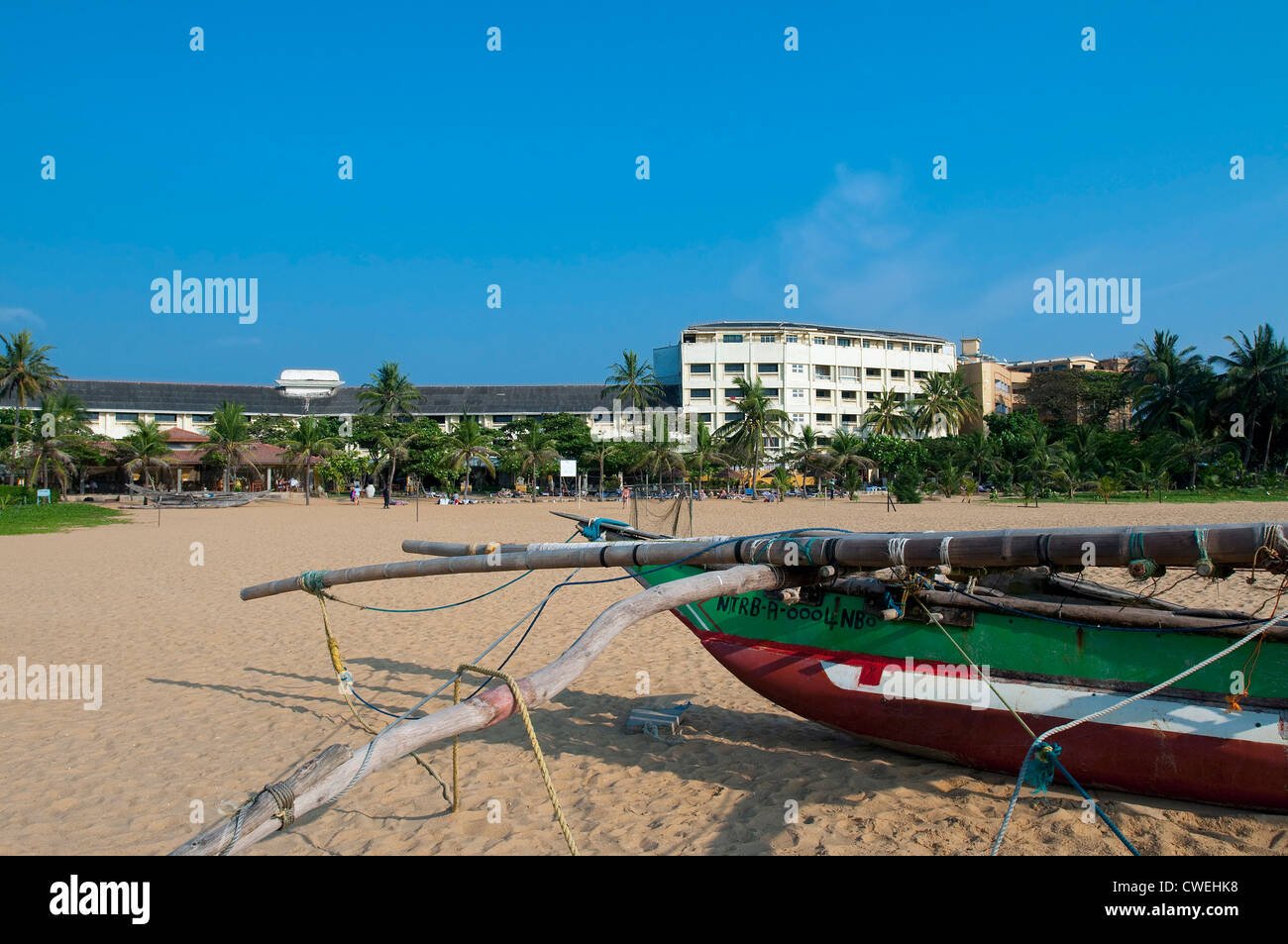 Strand im Browns Beach Hotel in Negombo, Sri Lanka Stockfoto