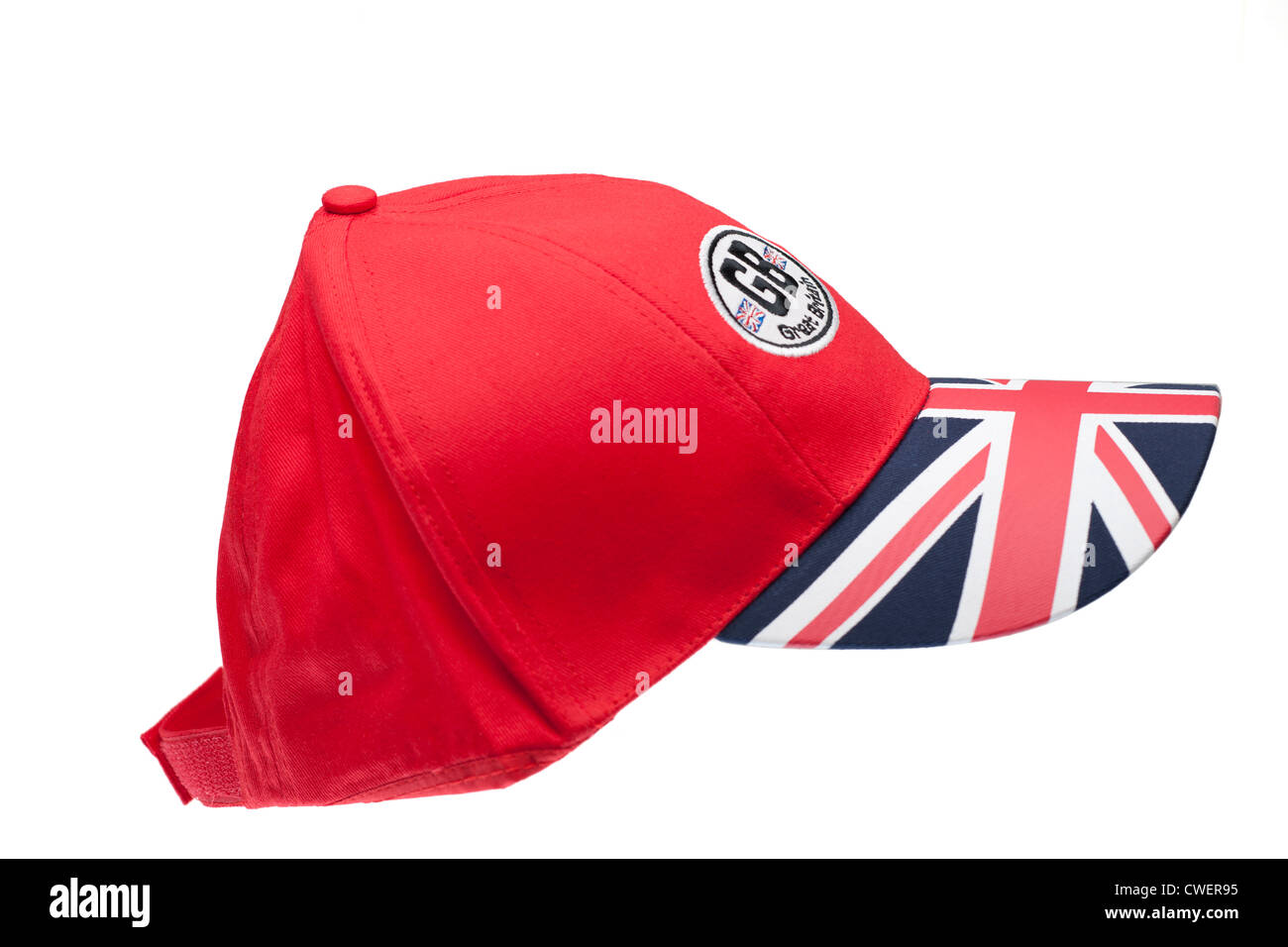 Baseball-Cap rot GB Großbritannien Union Jack Stockfoto