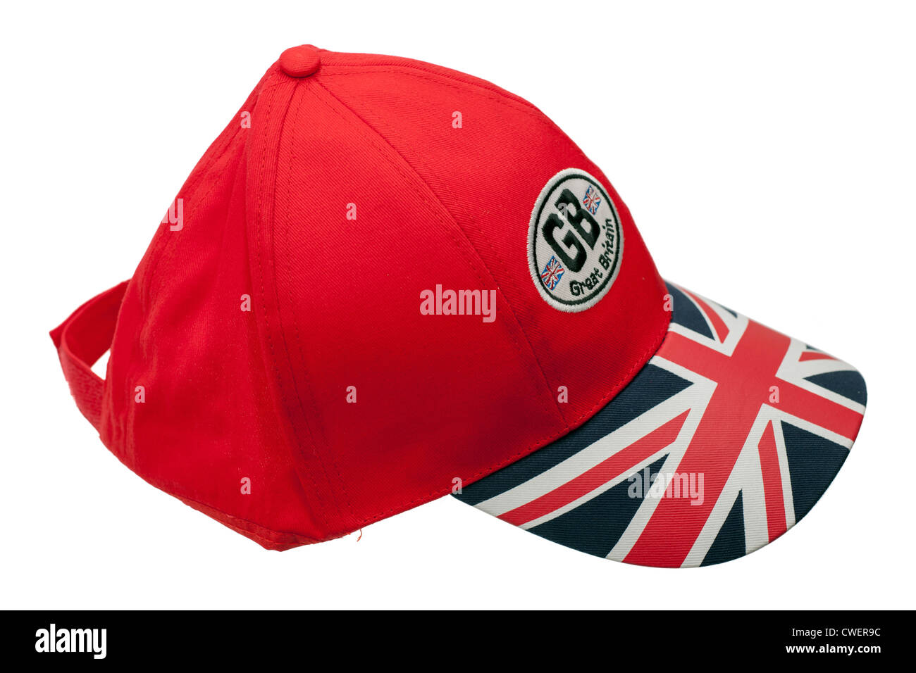 Baseball-Cap rot GB Großbritannien Union Jack Stockfoto