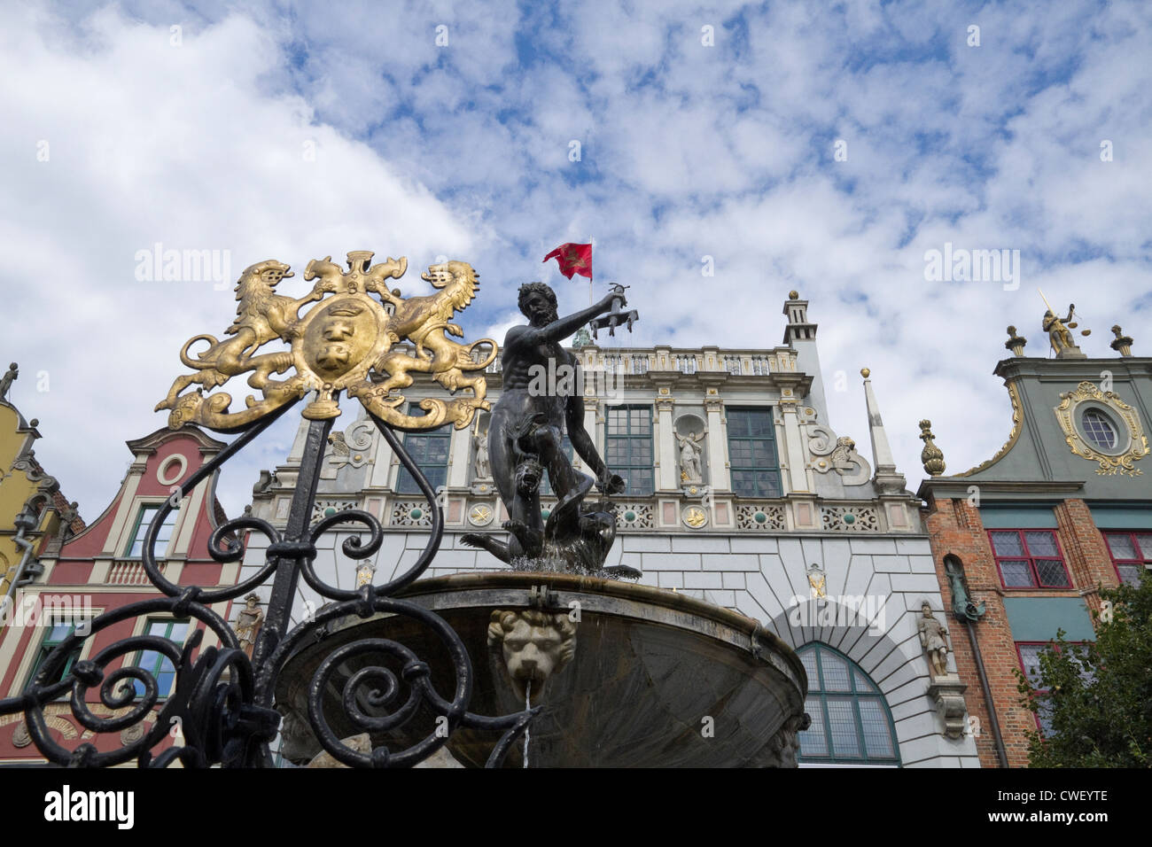 Der Naptune-Brunnen in Danzig Polen Stockfoto