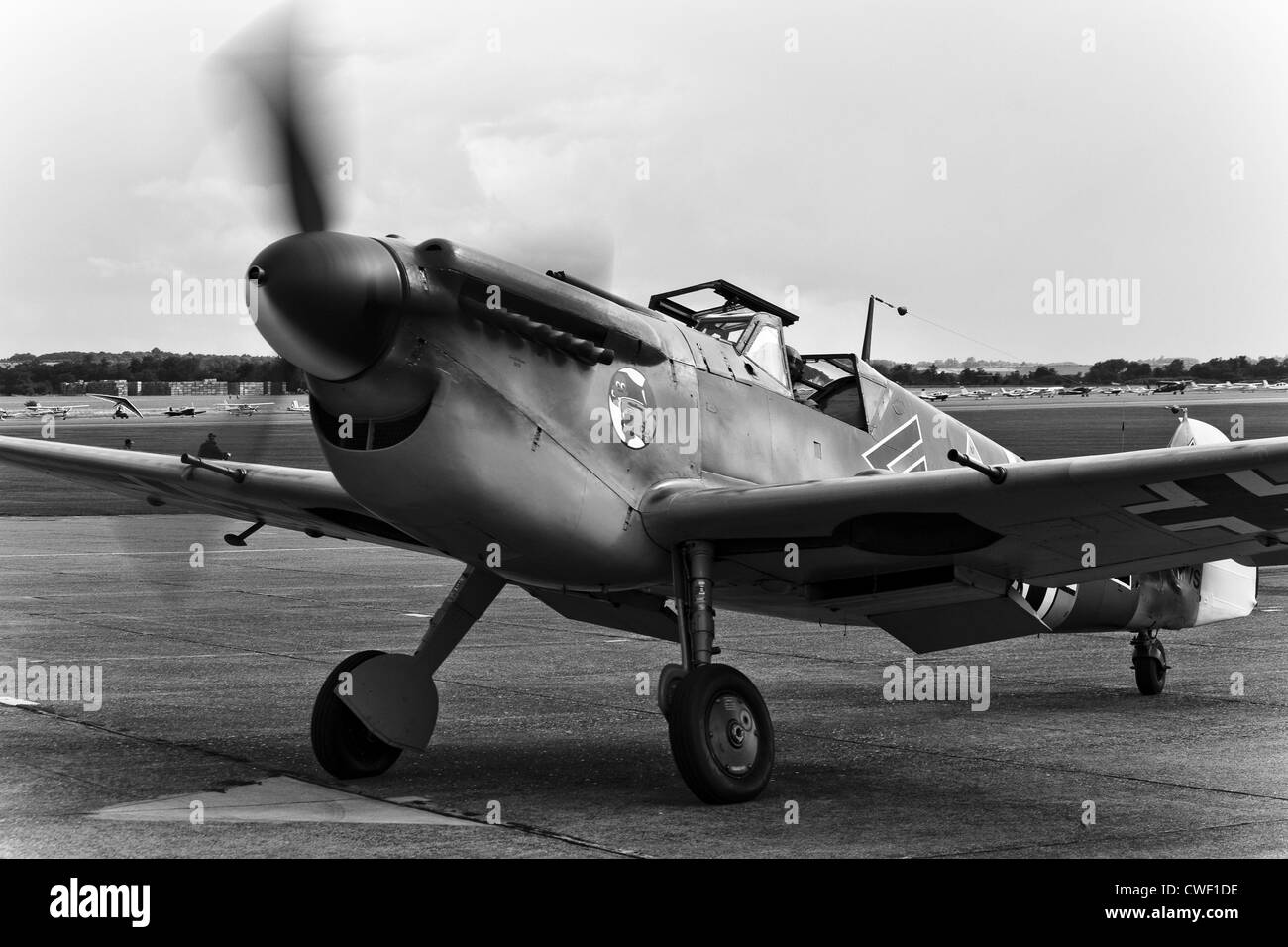 Schwarz / weiß Foto von einer Messerschmitt 109 Rollen für ausziehen Stockfoto