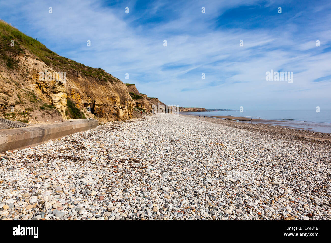 Kiesstrand an der Seaham Küste auf der Durham Coast Path, County Durham, Großbritannien Stockfoto