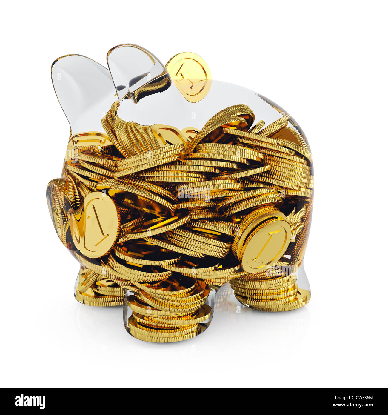 3D Render Glas Sparschwein Stockfoto