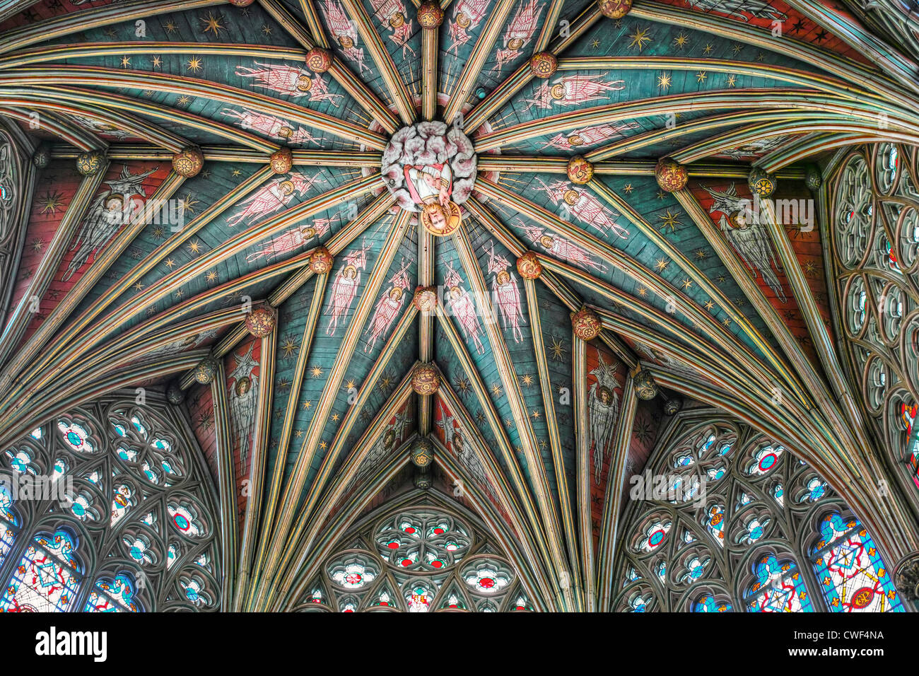 Ely Kathedrale Achteck Dekoration Stockfoto