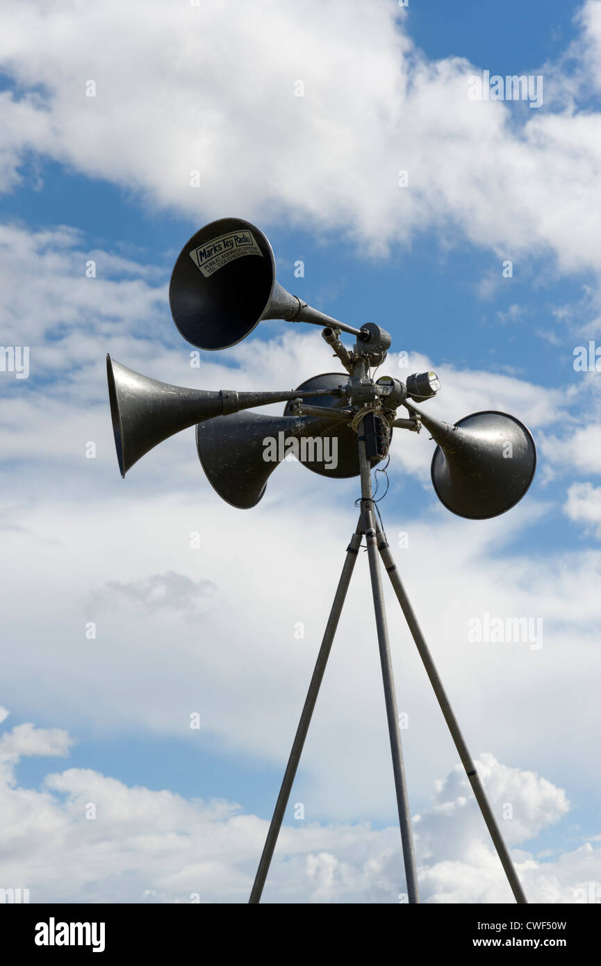 Tradtional Beschallungsanlagen Lautsprecher bei einer Outdoor-Veranstaltung im Vereinigten Königreich Stockfoto