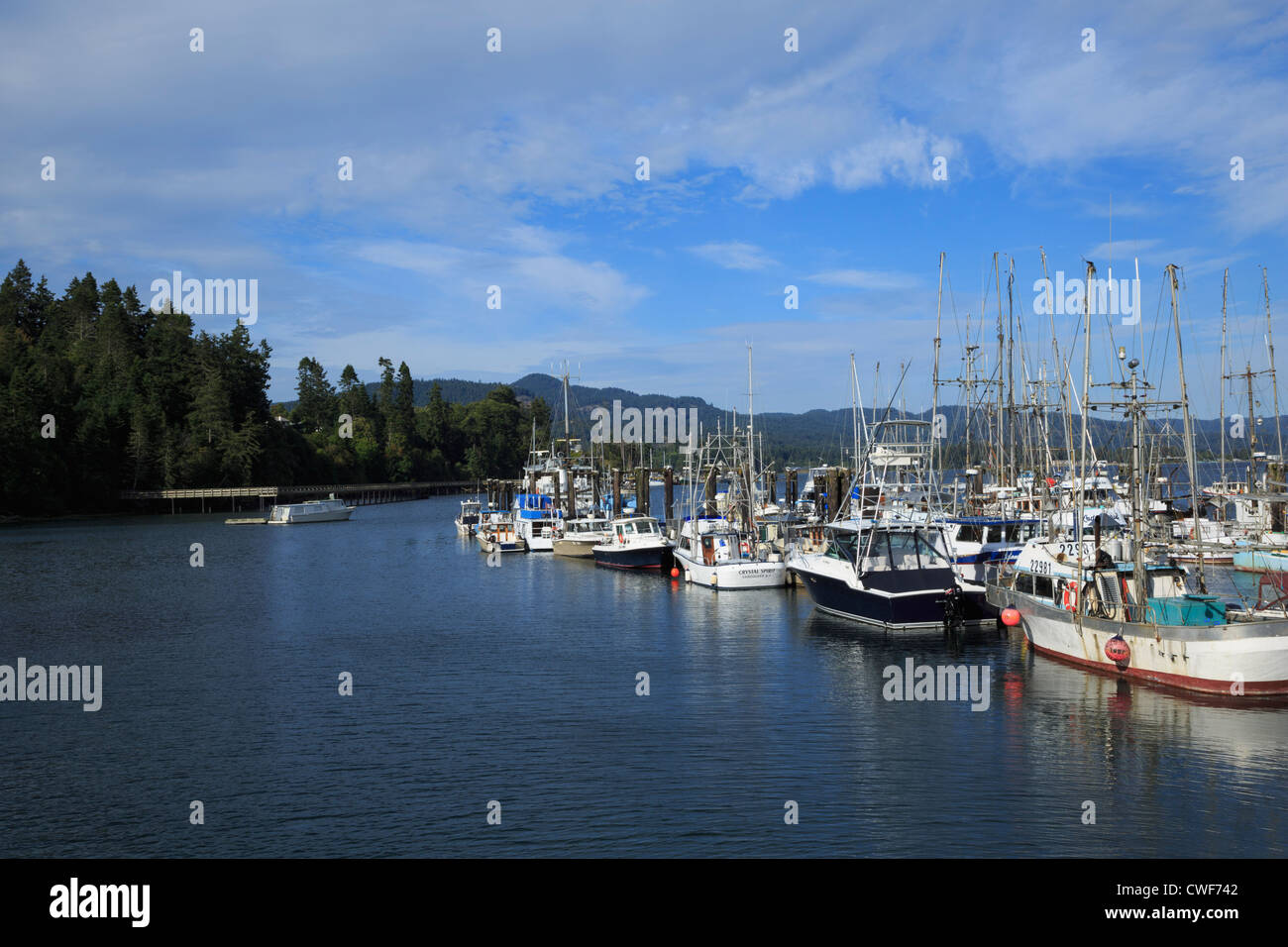 Regierung Wharf in geschützten Sooke Harbour auf Vancouver Island, British Columbia. Stockfoto