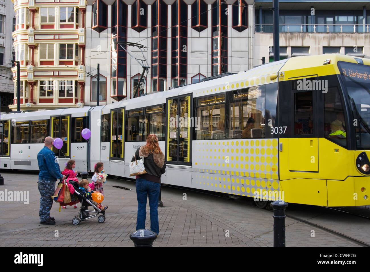 Straßenbahn, Piccadilly Manchester Stockfoto