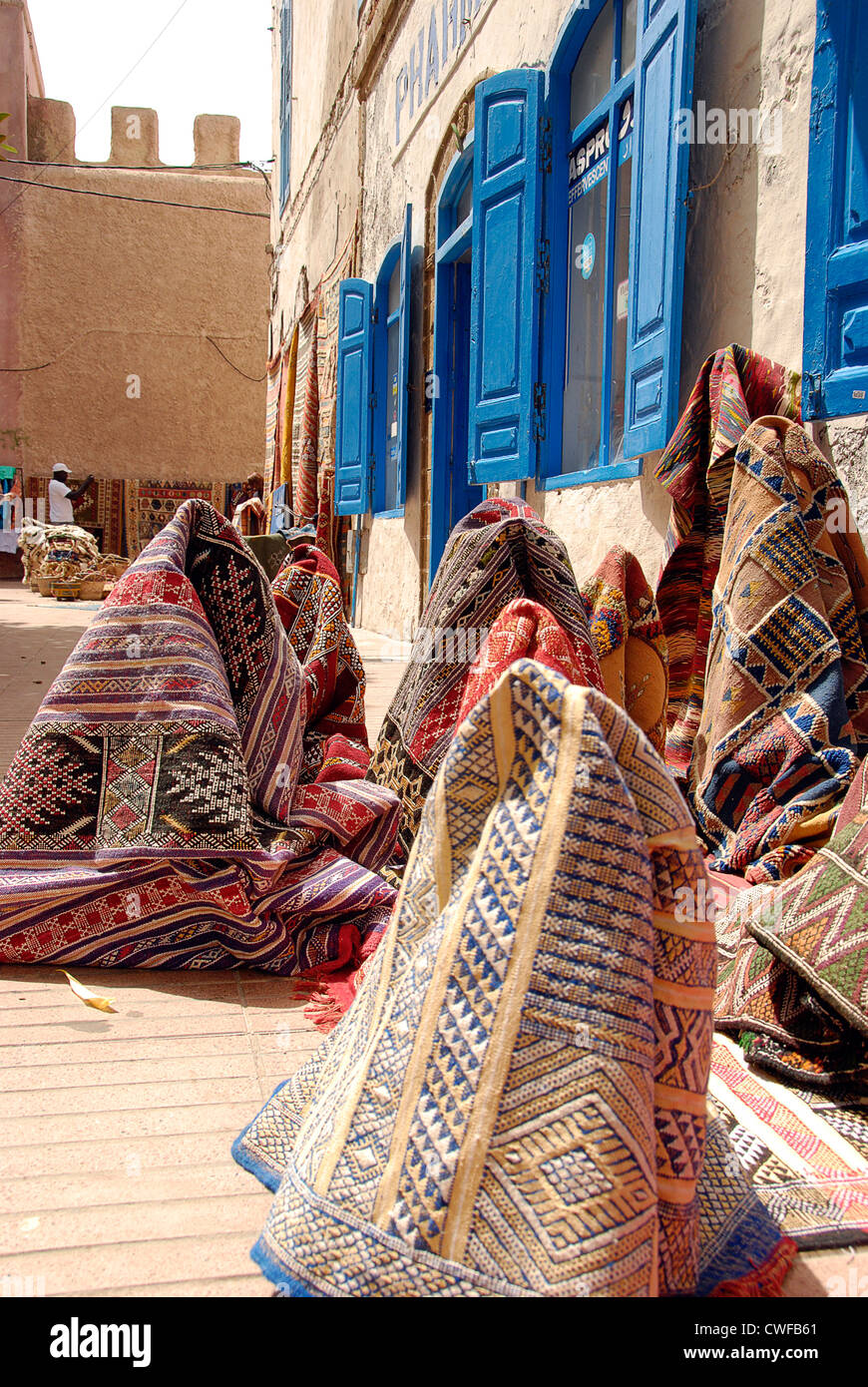 Berber Teppiche zum Verkauf, Essaouira, Marokko Stockfoto