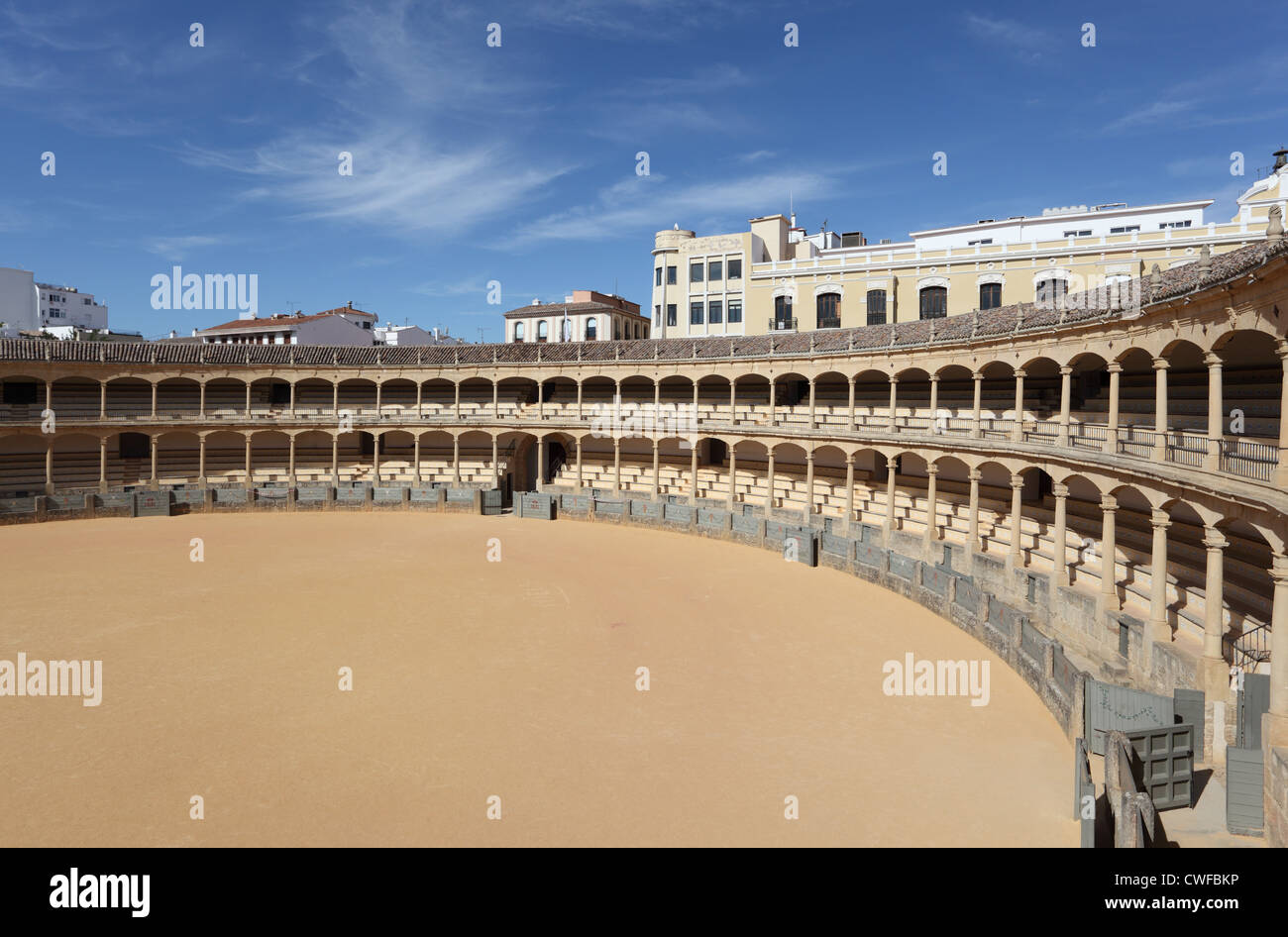 Älteste Stierkampfarena (Plaza de Toros) von Spanien in Ronda, Andalusien Stockfoto