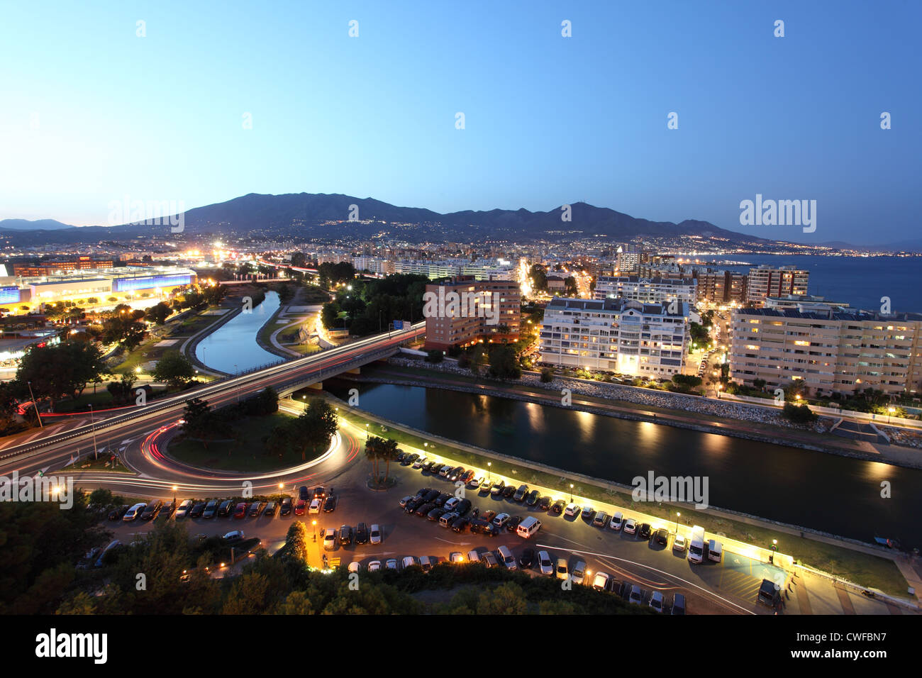 Blick über die Stadt Fuengirola. Costa Del Sol, Andalusien Spanien Stockfoto