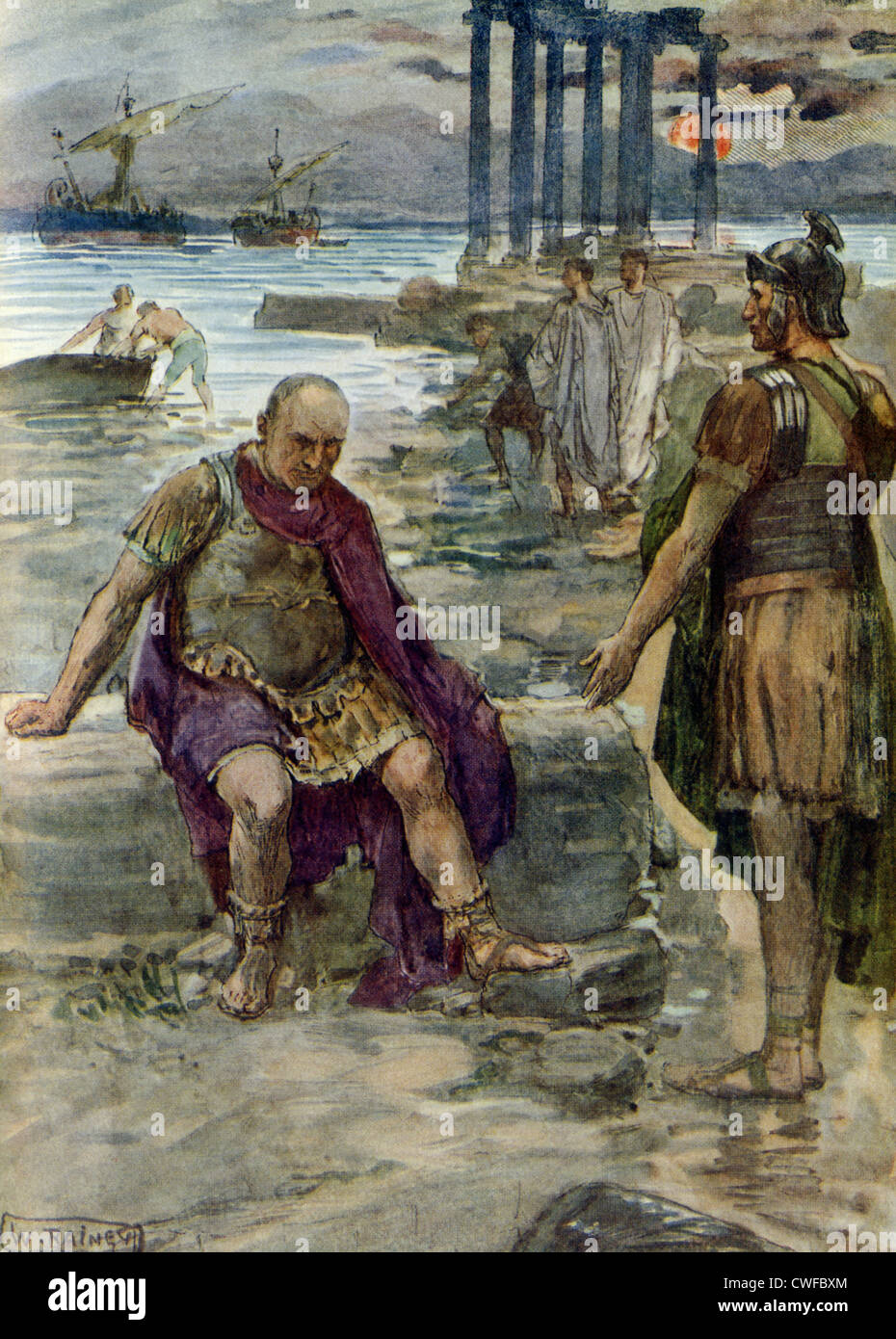Als Sulla in 88 v. Chr. auf Rom marschierte, ging Marius ins Exil, hier abgebildet in Nordafrika. Stockfoto