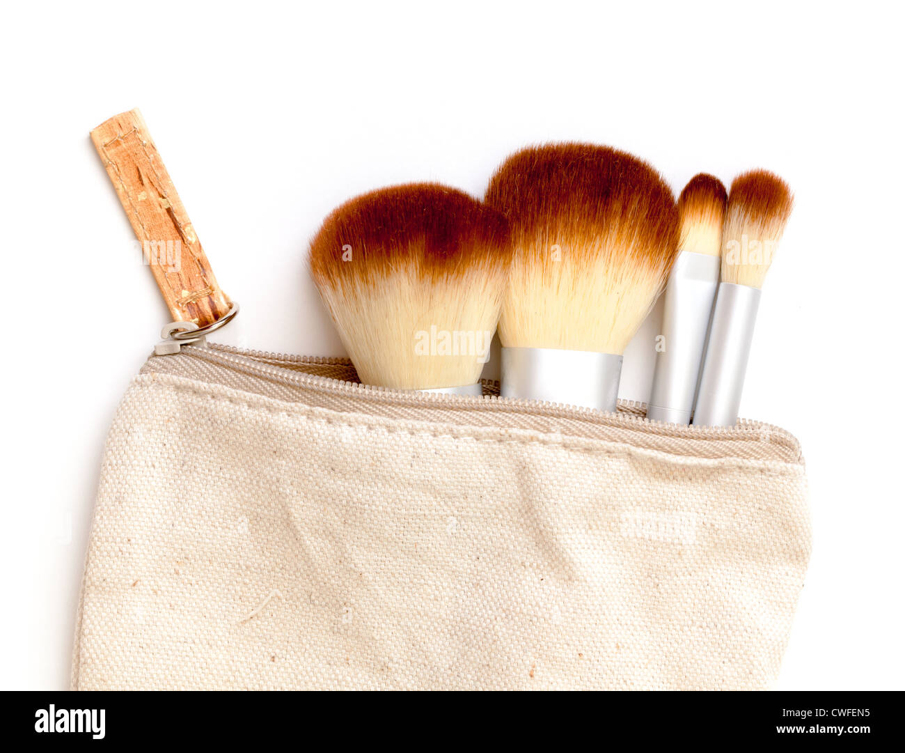 Make-up Pinsel-Set, auf weißem Hintergrund Stockfoto