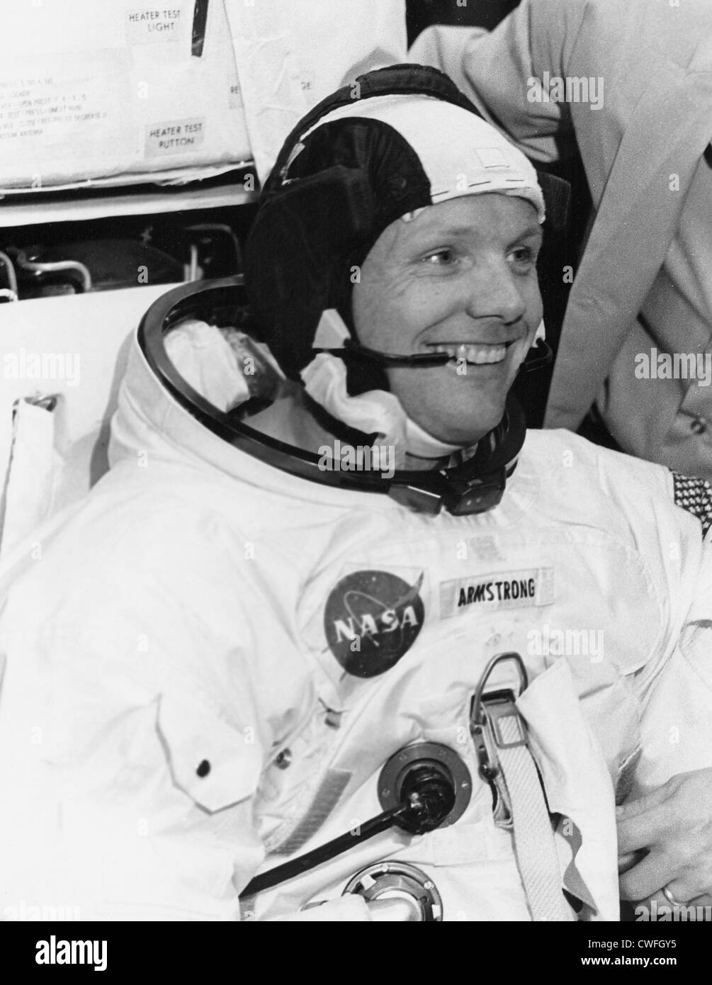 NASA Astronaut Neil Armstrong, Apollo 11 Kommandant, 18. April 1969 bemannte Raumfahrzeuge Center, Houston, TX. Stockfoto