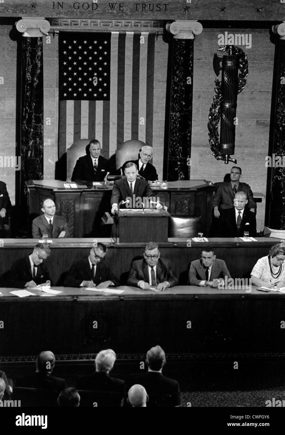 NASA Astronaut Neil Armstrong befasst sich mit eine gemeinsamen Sitzung des Kongresses 16. September 1969 in Washington, DC Stockfoto