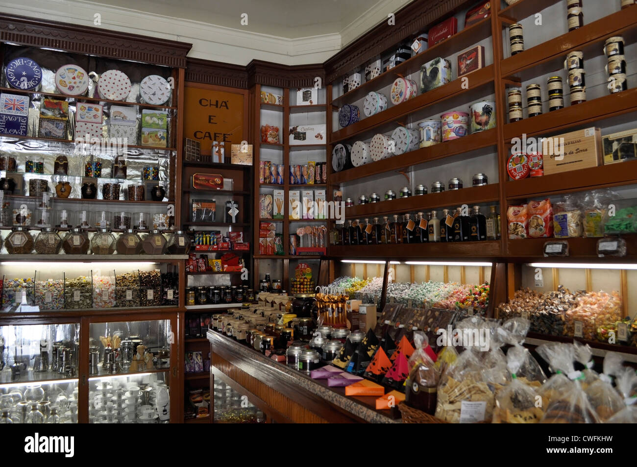 Tee und Kaffee Shop in Lissabon, Portugal Stockfoto