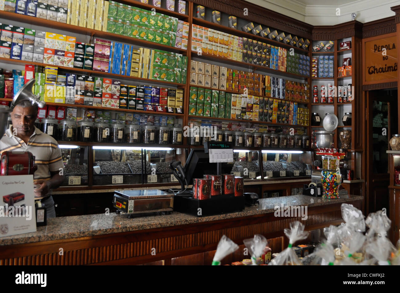 Tee und Kaffee Shop in Lissabon, Portugal Stockfoto