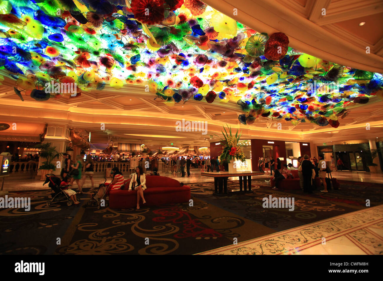Chihuly Glasblumen Decke Im Foyer Des Bellagio Casinohotel