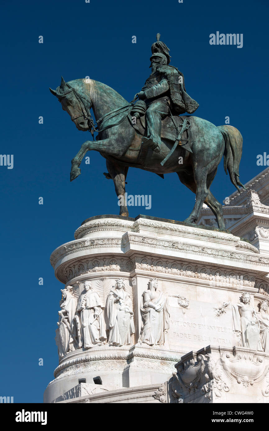 Statue von Vittorio Emanuele II, Monument von Vittorio Emanuele II, Stadtzentrum, Rom, Italien. Stockfoto