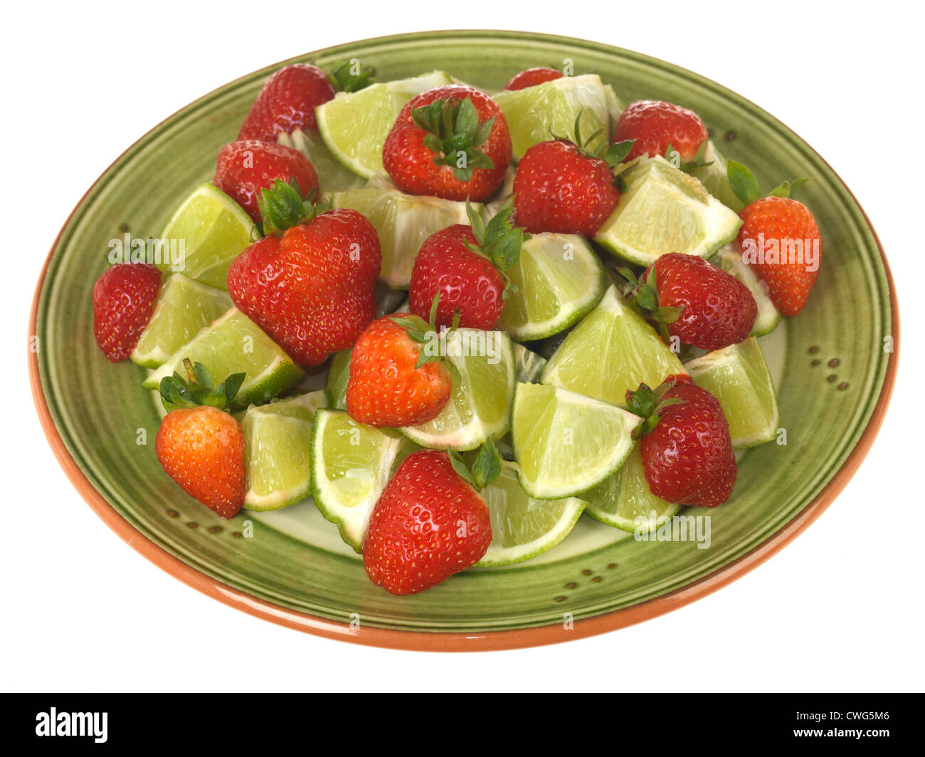 Erdbeeren mit Limonen Stockfoto