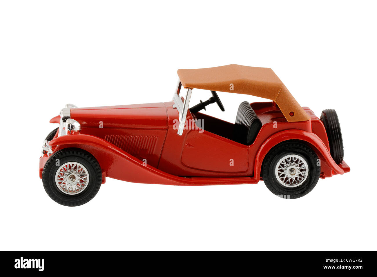 1945 MG TC Midget geöffnet zwei Sitzer Touring Sportwagen - Platte Kraftstofftank, hinten montierten Reserverad, fegte Flügel - Modell im Maßstab Stockfoto