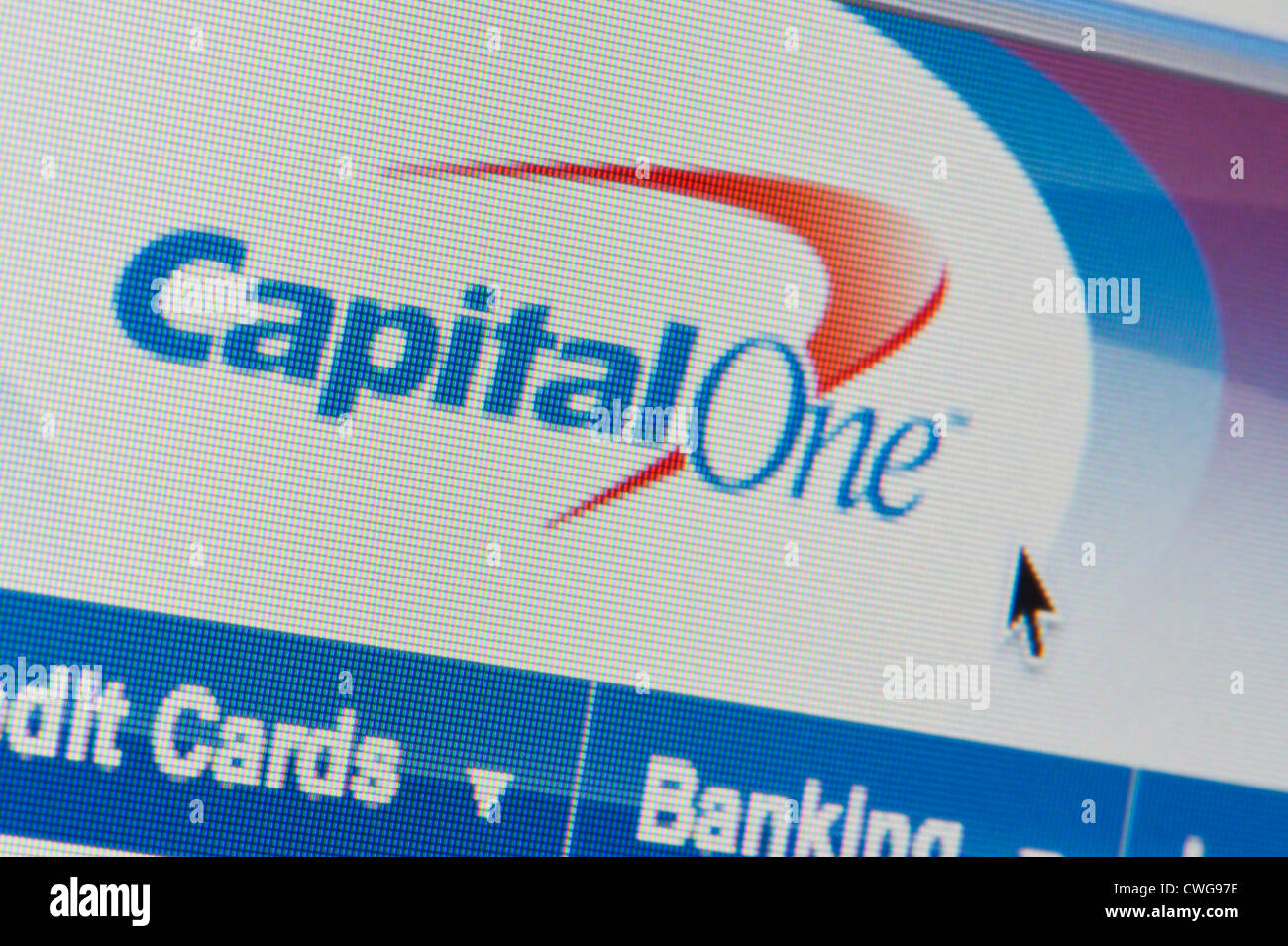 Nahaufnahme von der Capital One Logo wie auf ihrer Website zu sehen. (Nur zur redaktionellen Verwendung: print, TV, e-Book und redaktionelle Webseite). Stockfoto