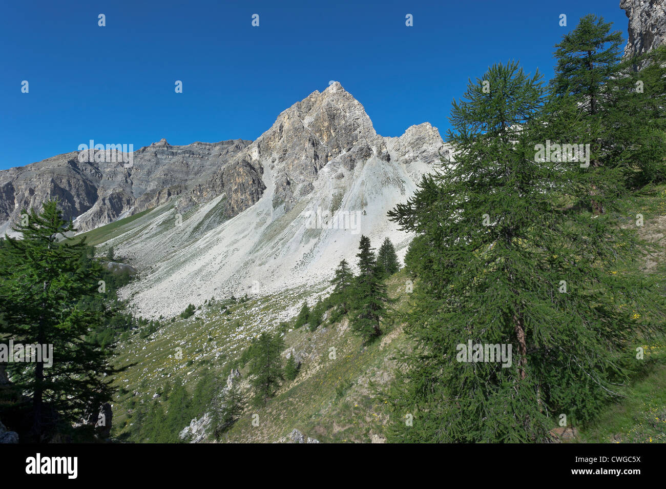 die Berge des Susa-Tals mit Mount Gardiol, Piemont, Italien Stockfoto