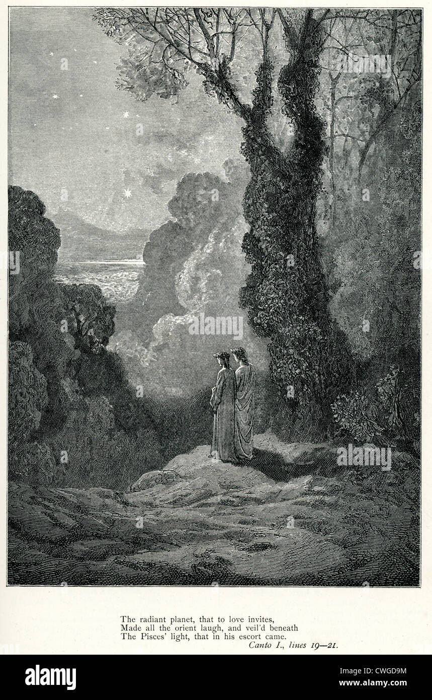 Illustration von Gustave Dore aus der Vision von Fegefeuer und Paradies von Dante Alighieri Stockfoto