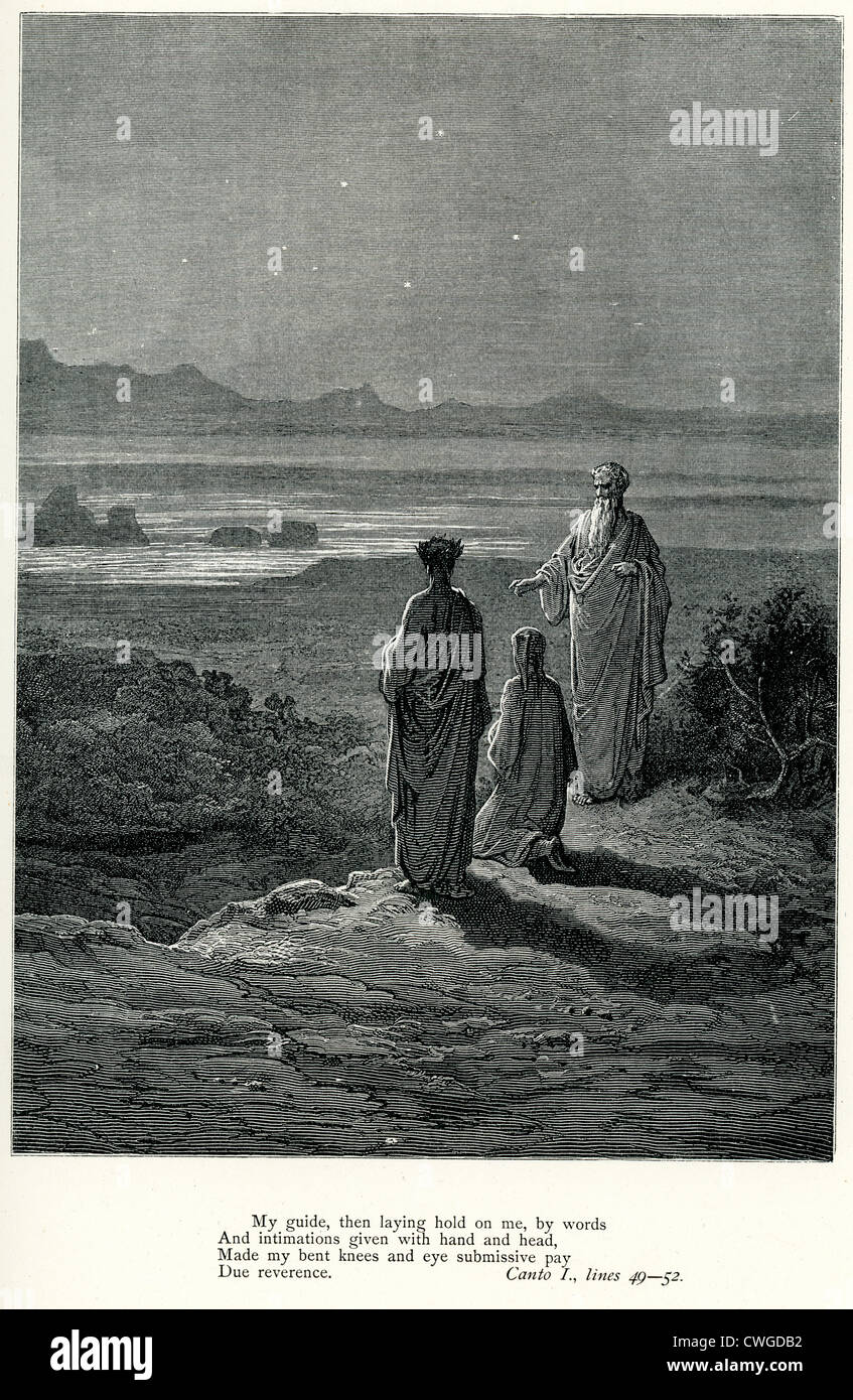 Illustration von Gustave Dore aus der Vision von Fegefeuer und Paradies von Dante Alighieri Stockfoto