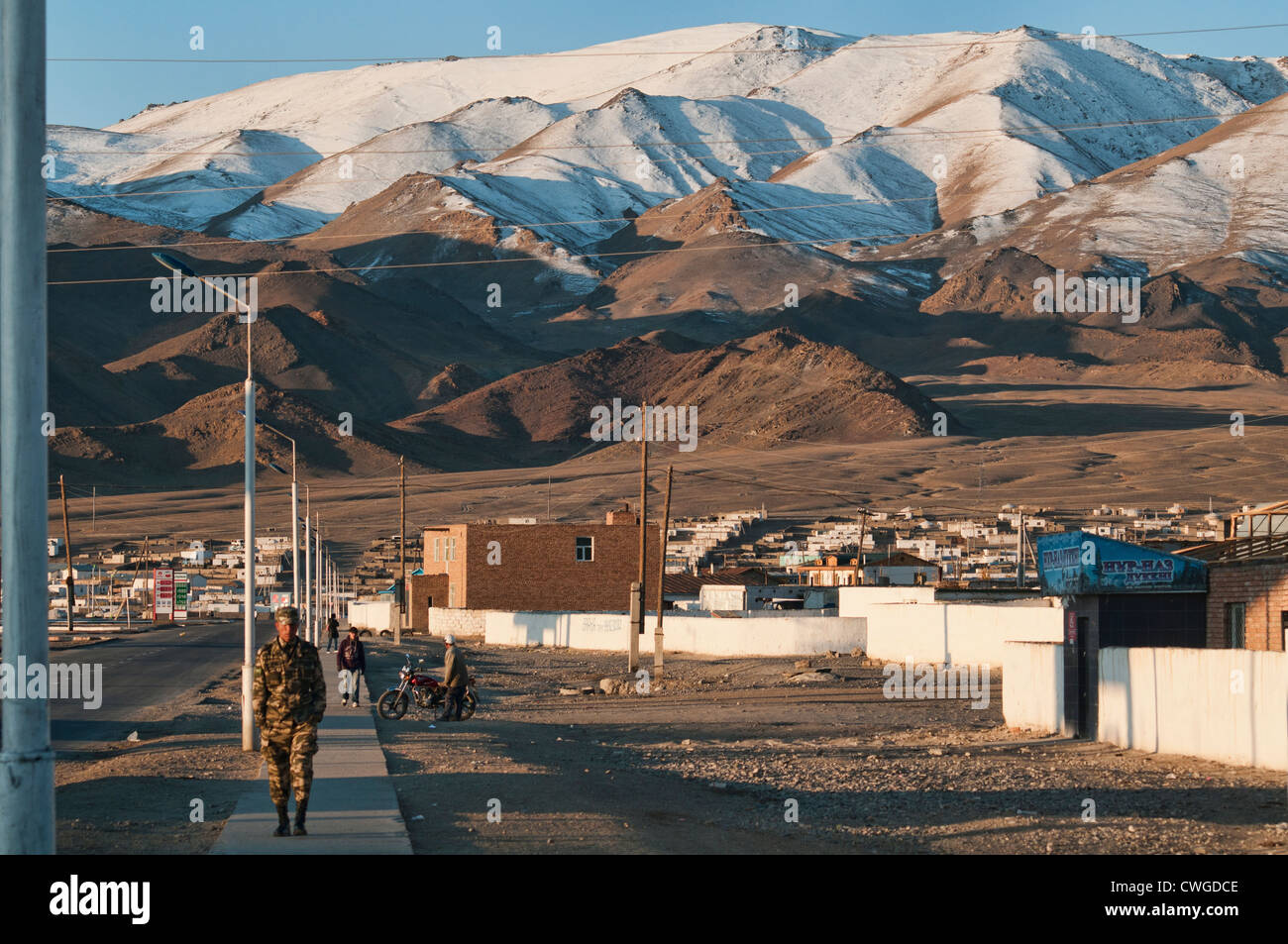 der Wintereinbruch kommt, Bayan-Ölgii in der westlichen Mongolei Stockfoto