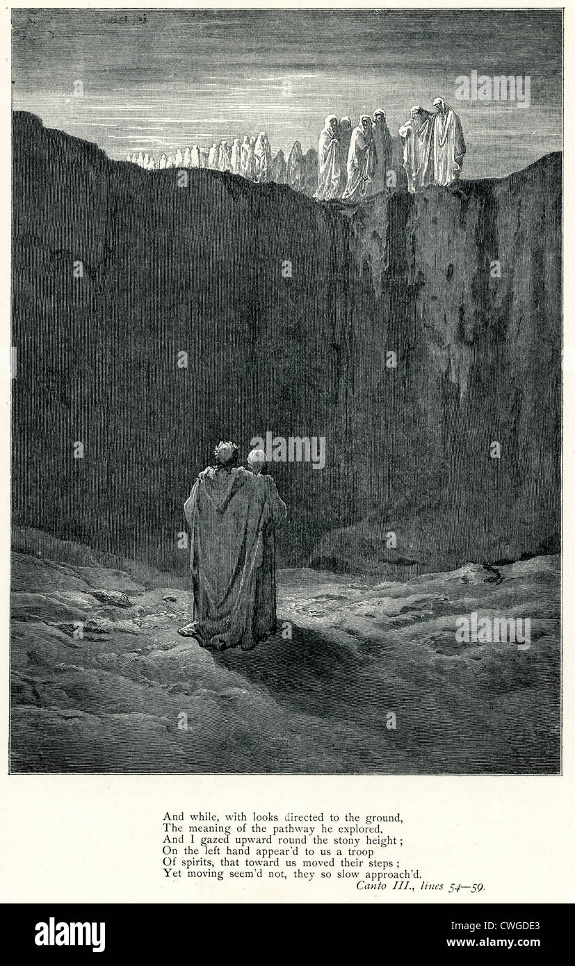 Illustration von Gustave Dore aus der Vision von Fegefeuer und Paradies von Dante Alighieri Stockfoto
