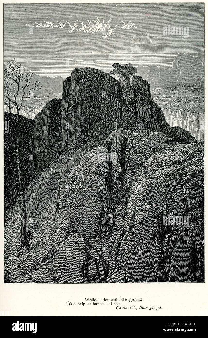 Illustration von Gustave Dore aus der Vision von Fegefeuer und Paradies von Dante Alighieri Stockfoto