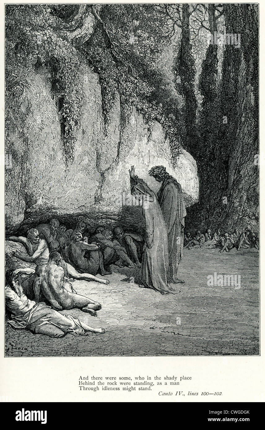 Illustration von Gustave Dore aus der Vision von Fegefeuer und Paradies von Dante Alighieri Stockfoto