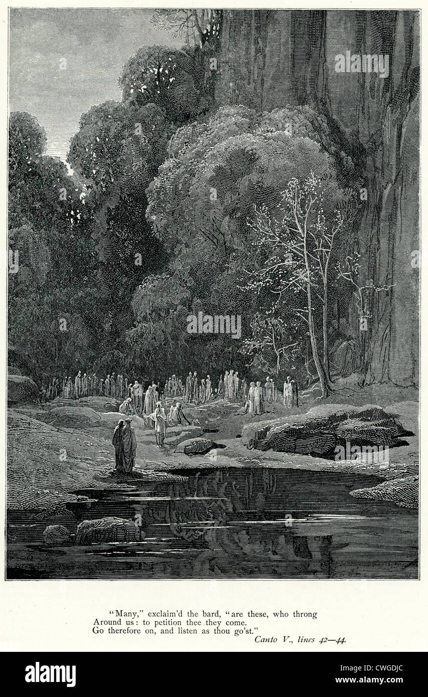 Illustration von Gustave Dore aus der Vision von Fegefeuer und Paradies von Dante Alighieri Stockfoto