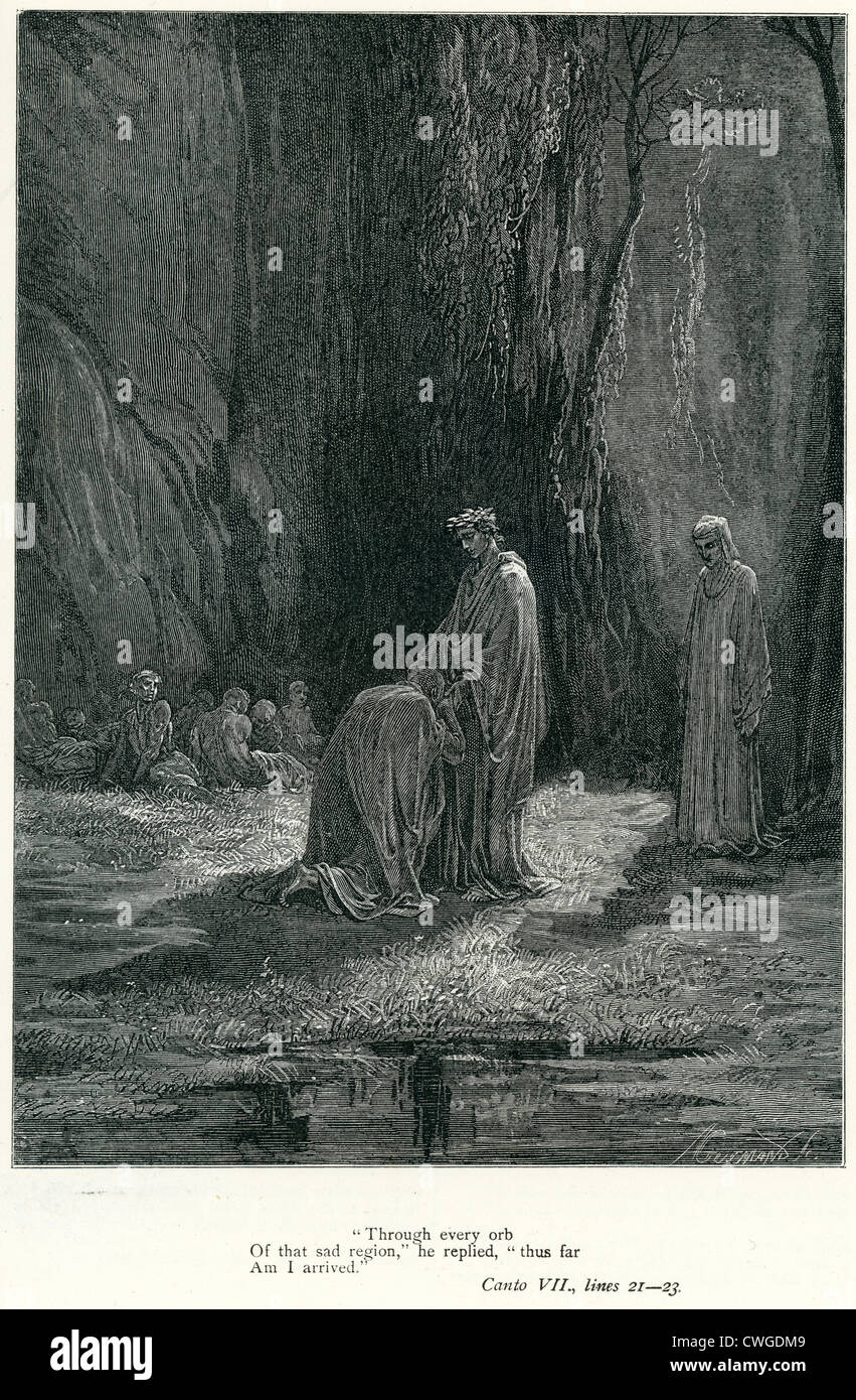 Illustration von Gustave Dore aus der Vision von Fegefeuer und Paradies von Dante Alighieri Stockfoto