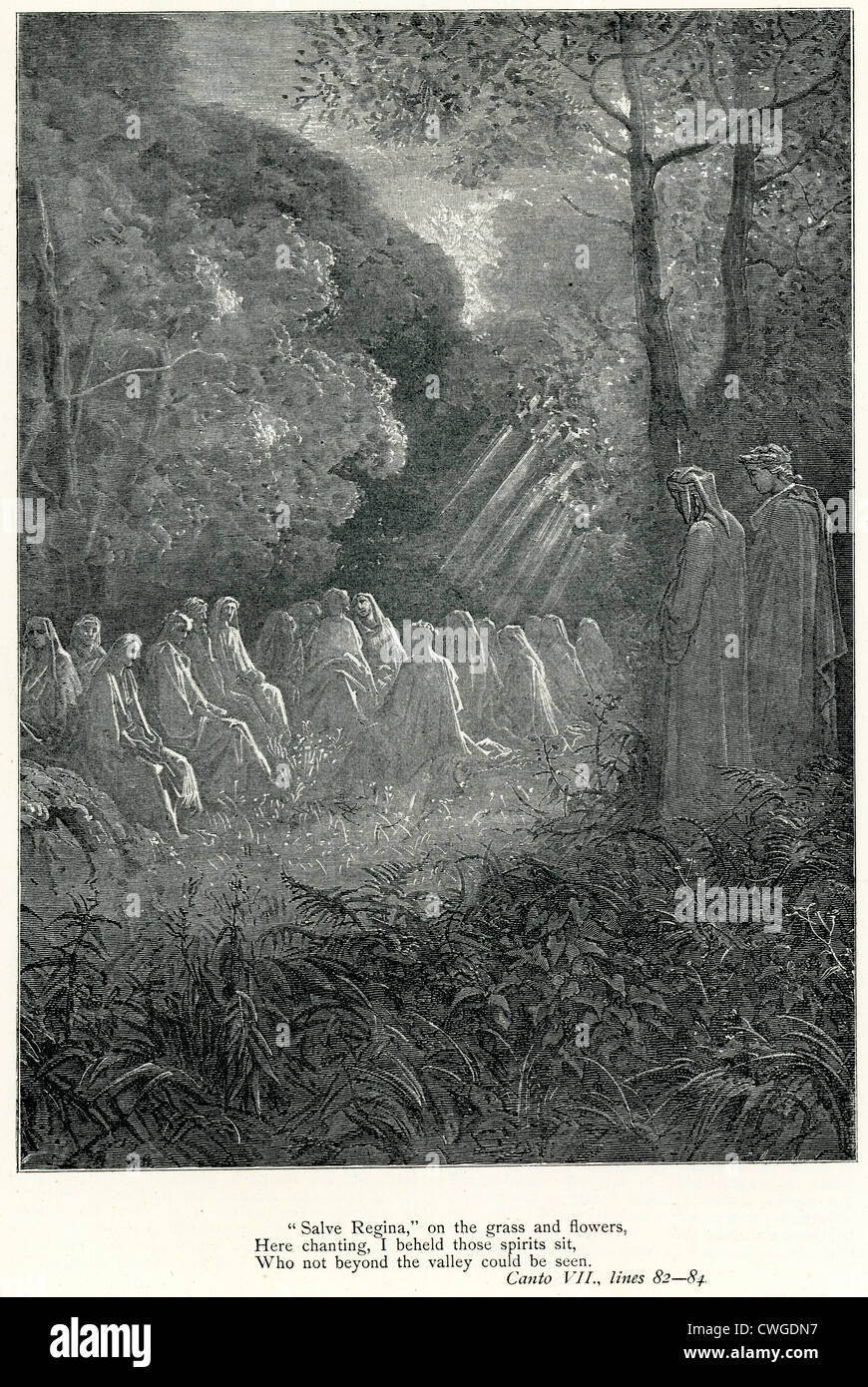 Illustration von Gustave Dore aus der Vision von Fegefeuer und Paradies von Dante Alighieri Stockfoto