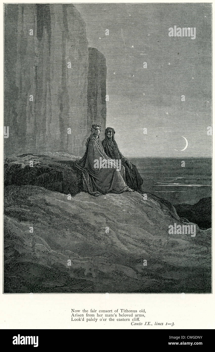 Illustration von Gustave Dore aus der Vision von Fegefeuer und Paradies von Dante Alighieri Stockfoto