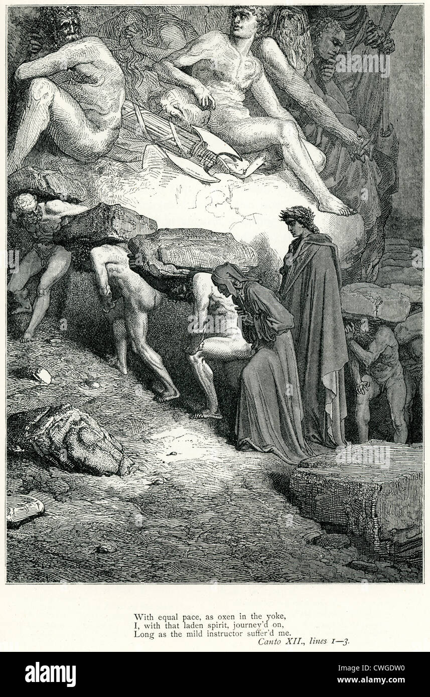 Illustration von Gustave Dore aus der Vision von Fegefeuer und Paradies von Dante Alighieri Stockfoto