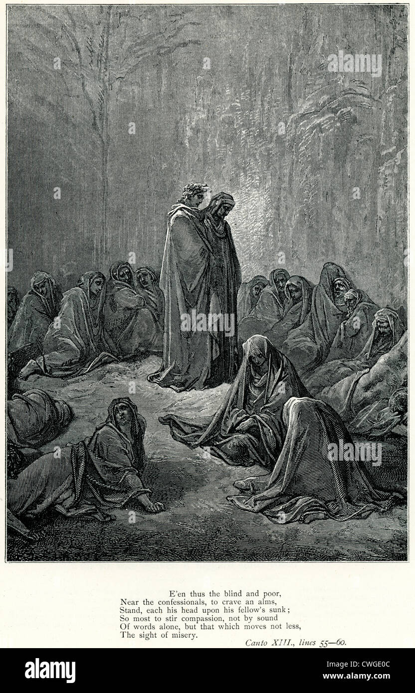 Illustration von Gustave Dore aus der Vision von Fegefeuer und Paradies von Dante Alighieri Stockfoto