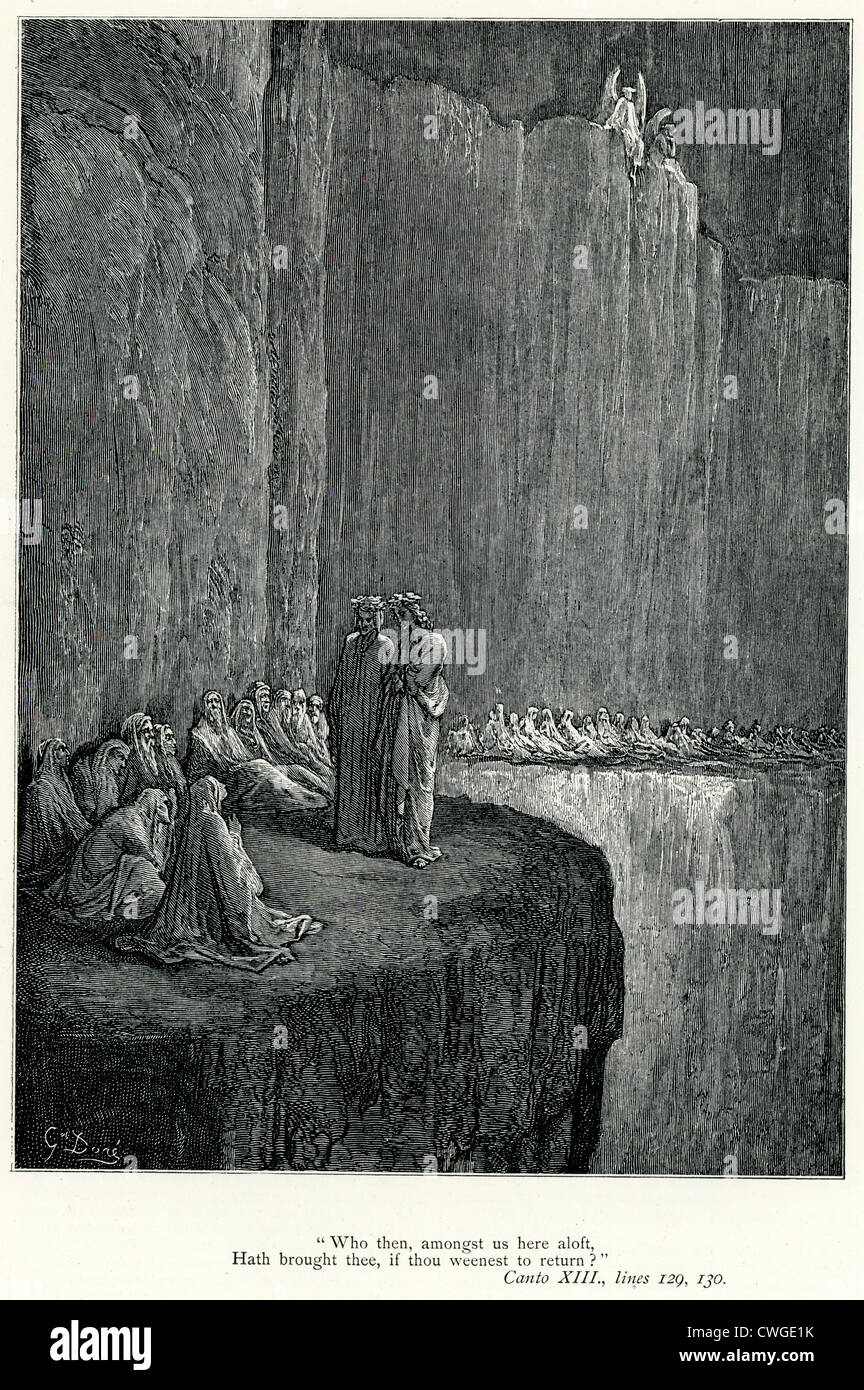 Illustration von Gustave Dore aus der Vision von Fegefeuer und Paradies von Dante Alighieri Stockfoto