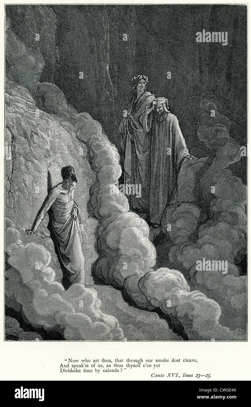 Illustration von Gustave Dore aus der Vision von Fegefeuer und Paradies von Dante Alighieri Stockfoto