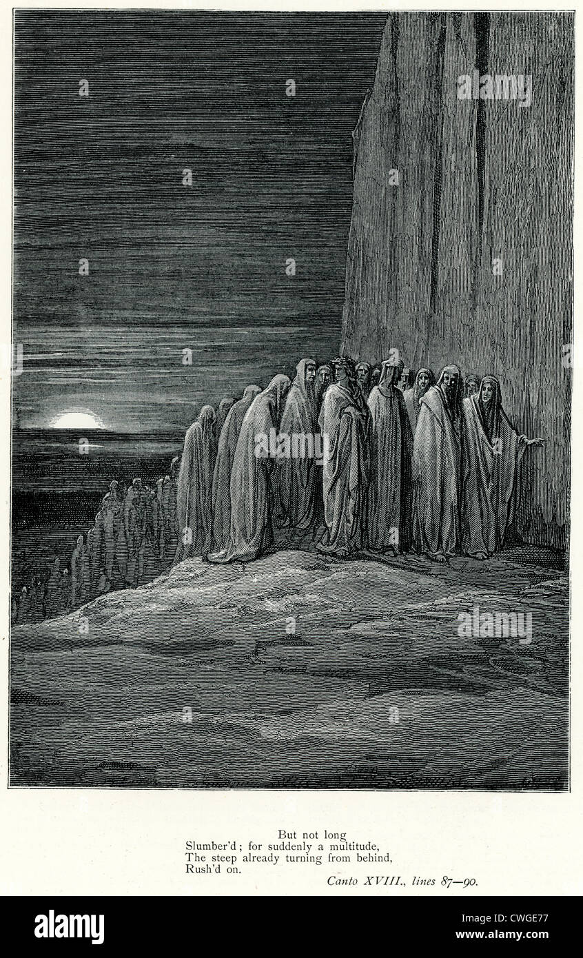 Illustration von Gustave Dore aus der Vision von Fegefeuer und Paradies von Dante Alighieri Stockfoto