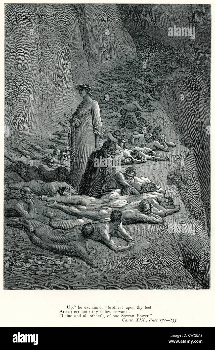 Illustration von Gustave Dore aus der Vision von Fegefeuer und Paradies von Dante Alighieri Stockfoto